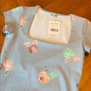 Free People blue floral bodysuit NWT